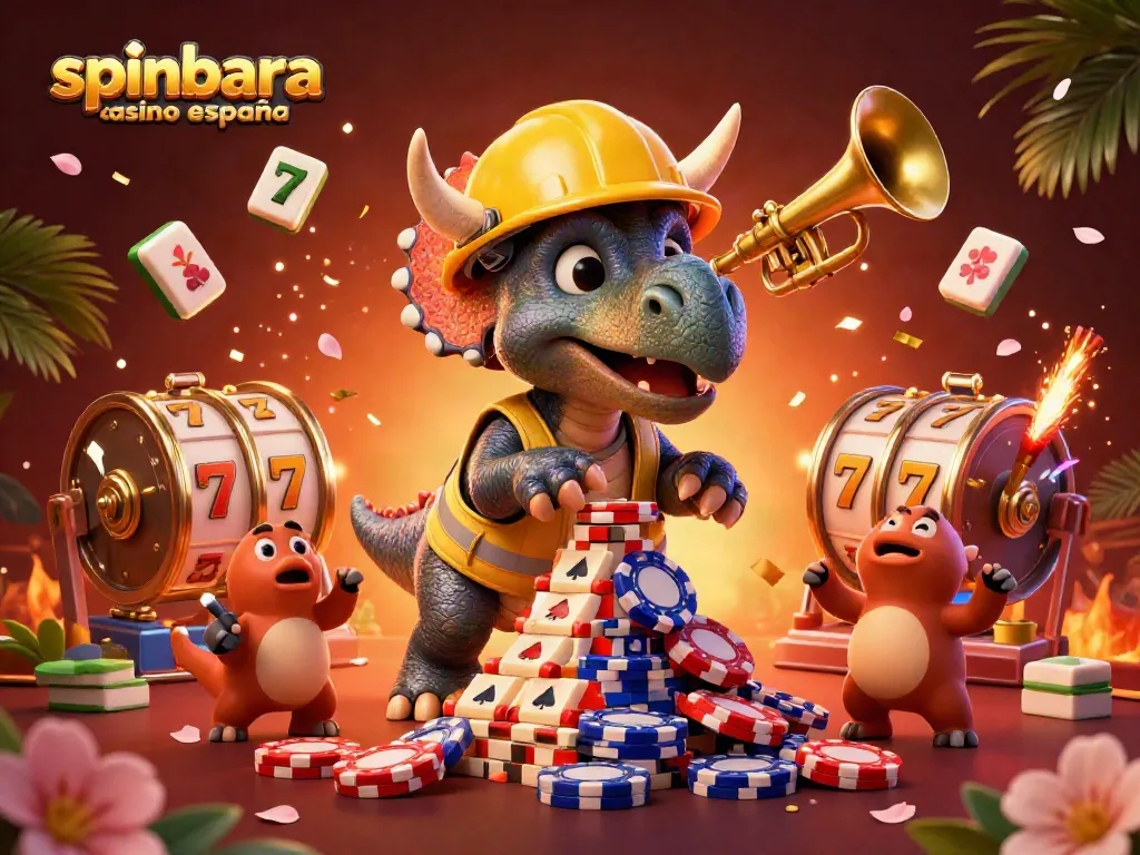 Experience the excitement at Spinbara Casino España with vivid 3D characters building poker chip towers as jackpots rise.